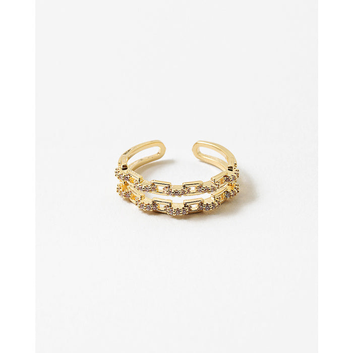 Gold tone Chain Link Double Ring