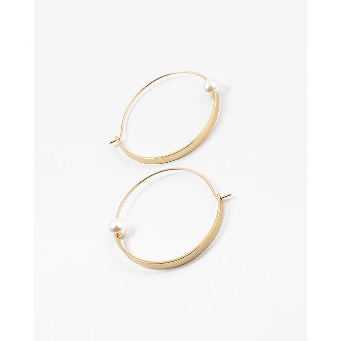 Gold Hoop with Pearl Earrings